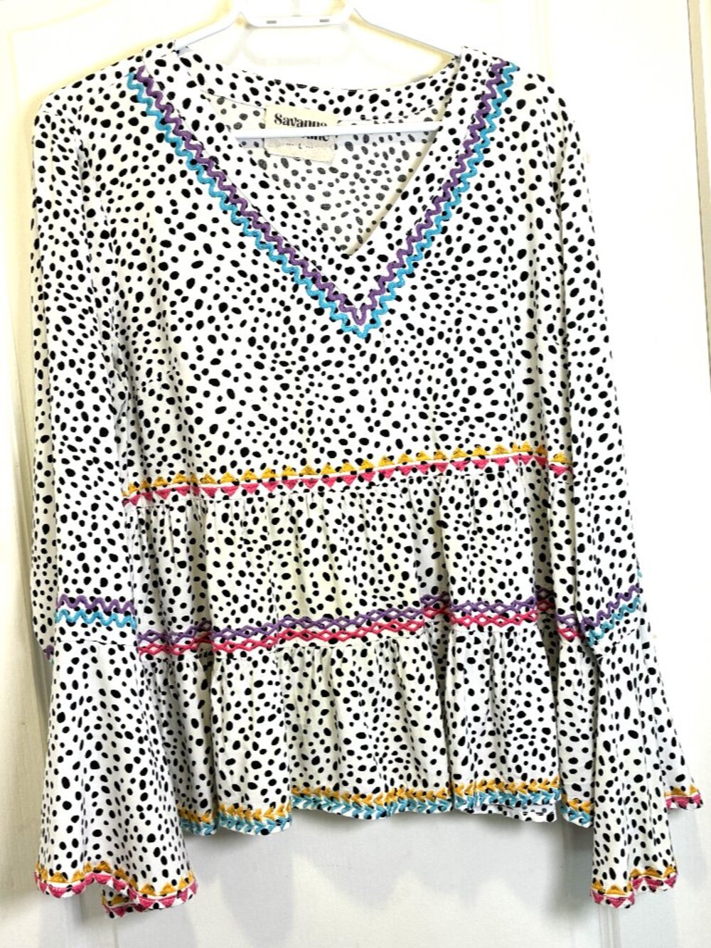 SAVANNA JANE: Size Large  Color: Black/White Dots